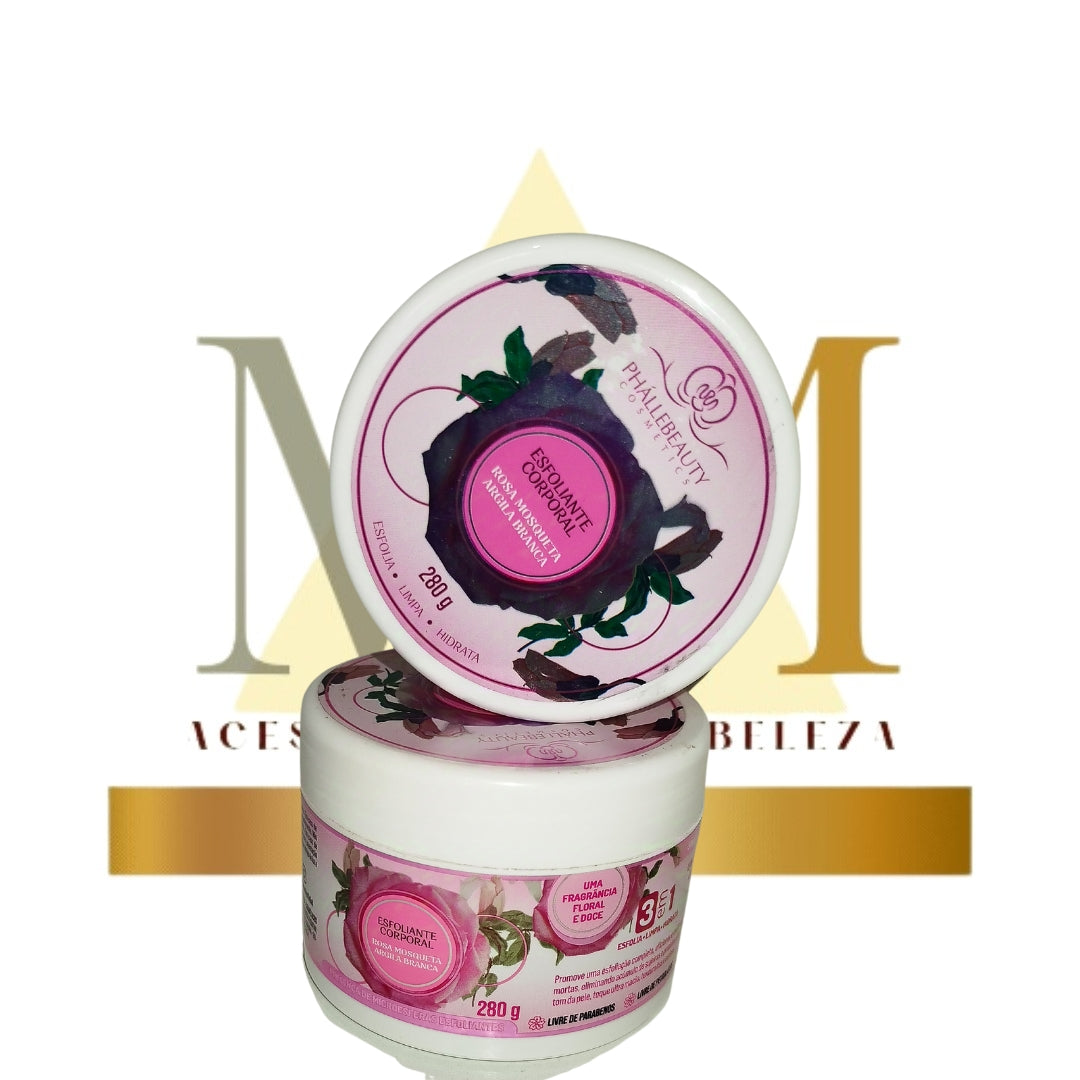 ESFOLIANTE CORPORAL ROSA MOSQUETA COM ARGILA BRANCA