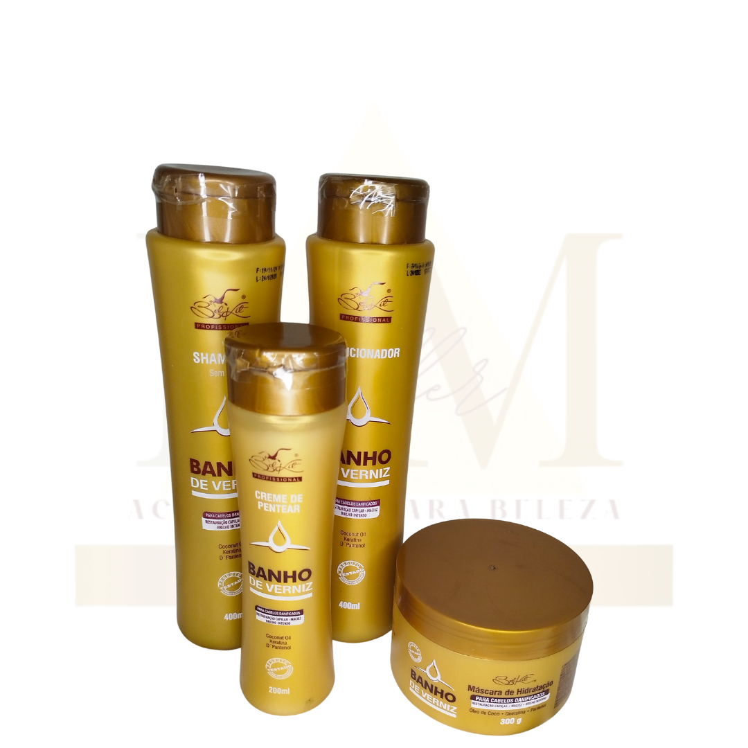 ✨ Kit Banho de Verniz – Brilho, Maciez e Poder para os Seus Fios ✨
